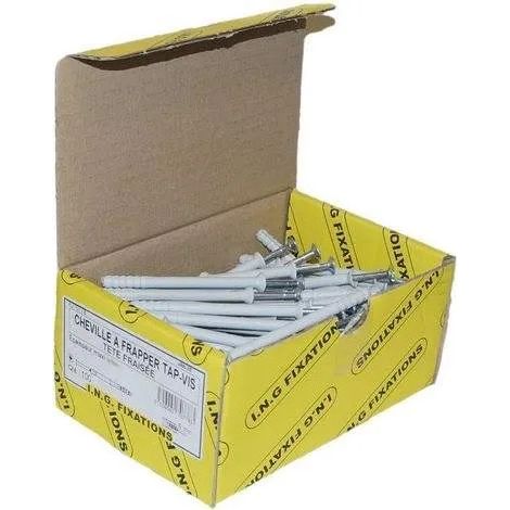 Ing Fixations – Cheville pour support creux 8x80mm – Tête fraisée avec clou – Lot de 50 pièces – Pour béton armé et maçonnerie