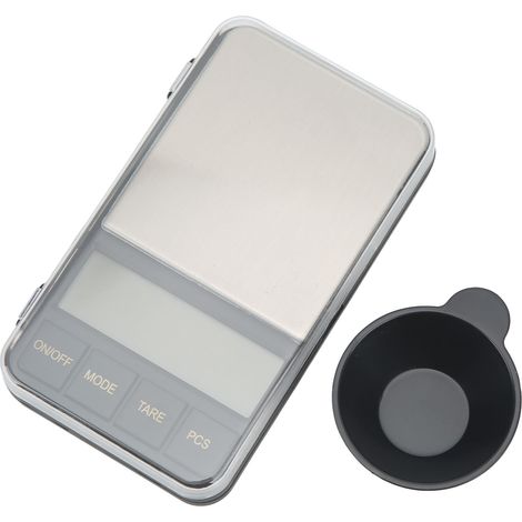 Digitale elektronische Waage (200 g), blaues LCD-Display mit Hintergrundbeleuchtung, 0,01-g-Anzeige, tragbare Schmuckwaage mit Ablage. (1/5)