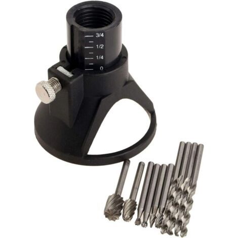 Kit de fixation rotatif multi-outils pour guidage de coupe HSS Foret de foret Dremel Rotary Multi Outil de coupe Guide de coupe Kit de coupe contrôlée – 11 Set (1/4)