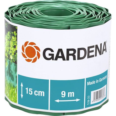 Gardena Recinzione per Prato, Delimitazione per Il Prato, Idonea Anche per Aiuole, Plastica Di Alta Qualità, Verde 538-20, Larghezza 9 m, Altezza 15 cm