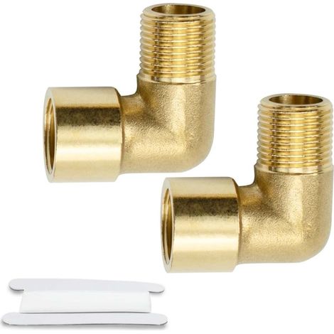 2 pièces 90° 1/4 "femelle à 1/4" mâle BSP filetage laiton raccord d'angle pour adaptateur (1/4)