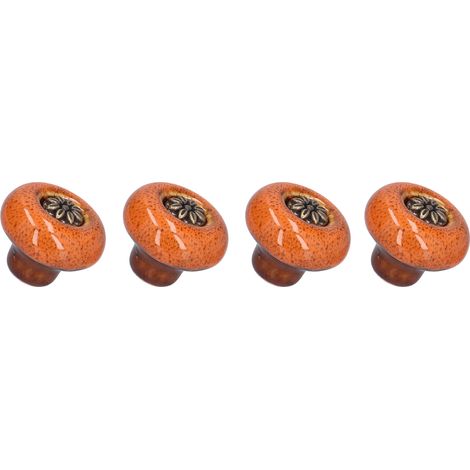 Ensemble de 4 poignées de porte rétro rondes à un trou pour chambre et salon, vert, motif léopard ancien, orange (1/5)
