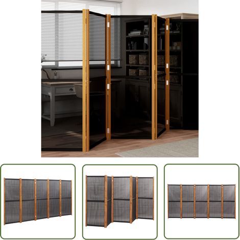 The Living Store Cloison de séparation 5 panneaux Noir 350x180 cm - Cloison De Séparation - Écran Divisoire - Paravent - Cloison Amovible - Séparation Pièce (1/5)