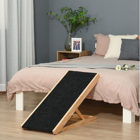 Rampa ajustable antideslizante para perro, pino y poliéster, 90 x 40 x 61 cm, negra HAVRYA (1/5)