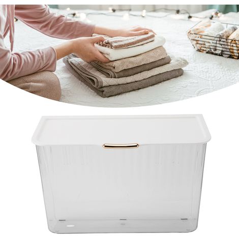 Corbeille à linge mural lavable multifonctionnelle 4L transparente avec couvercle adhésif pour salle de bain (1/5)