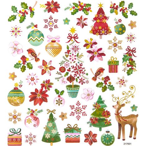 Autocollants de Noël colorés Sapin de Noël Renne 43 pièces. (1/2)