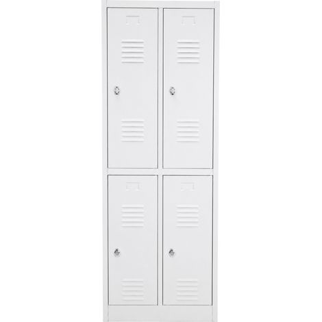 [JAMAIS UTILISE] Vestiaire Biplace 4 Casiers L60xH180xP50cm Fermeture Moraillon Gris - NT-BI-4 (1/5)