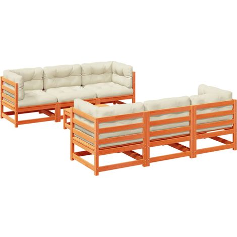 Maison Exclusive - Set de sofás jardín 7 pzas con cojines madera (1/5)