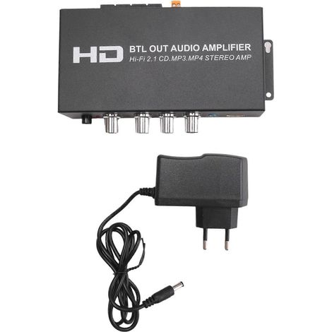 Amplificateur audio Hi-Fi 2.1 canaux 160 W + 80 W compatible Bluetooth/HDMI/RCA/AUX, contrôle des basses et des aigus, pour la maison ou la voiture, prise UE (1/5)