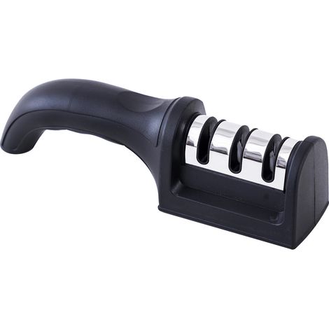 Affûteur de couteaux 3 étages lame noire cuisine, outil d'affûtage ergonomique confortable pour cuisine. (1/5)