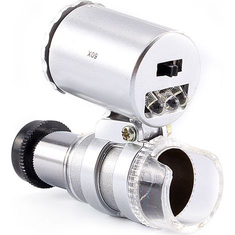 Mini microscope de poche 60X, loupe de bijouterie avec lumière UV LED (1/5)