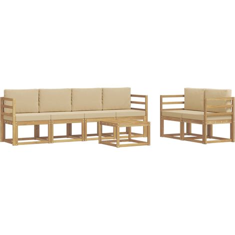 Conjunto de sofás de exterior con cojín 7 pcs y Beige vidaXL (1/5)