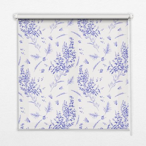 Innenrollo Fensterrollo - Rollo ohne Bohren - Sichtschutzrollo - Lichtdurchlässiges Rollo - Rechteckiges - Rollo - (70 cm x 140 cm) - Lila Pflanzen