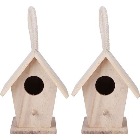 Nichoir suspendu en bois de maison d'oiseau de 2PCS pour les accessoires décoratifs extérieurs de patio de jardin (1/5)