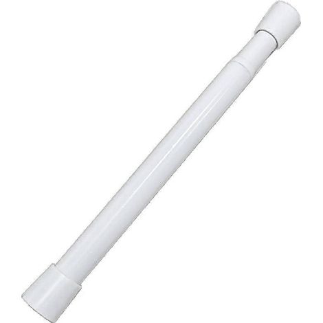 Barre de tension extensible réglable de petite taille : 18-25 cm, diamètre du tube : 1,3 cm, blanche, lot de 2 avec crochets en forme de S pour rideaux, salle de bain intérieure