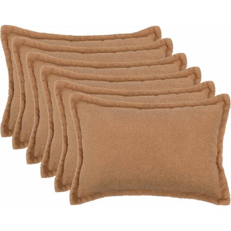 Housse de coussin 6 pcs HOUTEN Beige 50 x 80 cm Bouclé vidaXL (1/5)