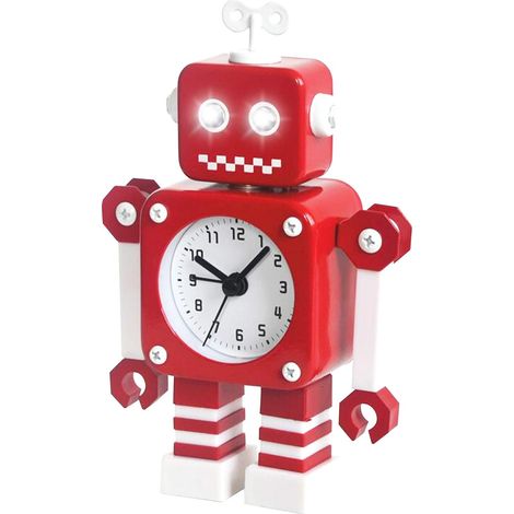 Roboterwecker, geräuschloser Wecker aus Edelstahl mit Blinklicht (1/5)
