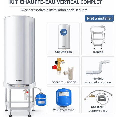 Ariston Group – Chauffe-eau électrique 150 L vertical – Résistance blindée thermoplongée – Cuve acier émaillé avec anode magnésium – Classe C (1/5)