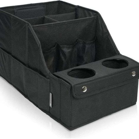 Organisateur de siège auto - Boîte de rangement - Avec porte-gobelet - Rangement arrière idéal pour les enfants et les jouets - Noir (1/4)