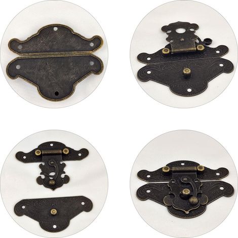 Cadenas à cadenas - décoration en relief - cadenas à bouton en laiton - cadenas décoratifs vintage - serrure pour boîte, tiroir ou porte d'armoire en bois (1/5)