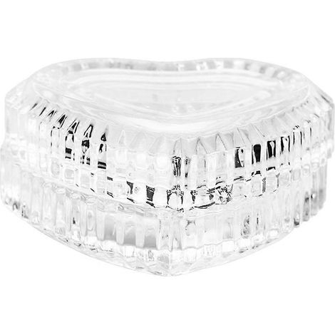 Boîte de rangement en verre cristal en forme de cœur compatible avec les accessoires de bijoux (1/5)