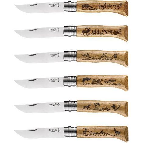 Lotto di 6 Coltelli - Tradition N°8 Incisione Animalia - Opinel