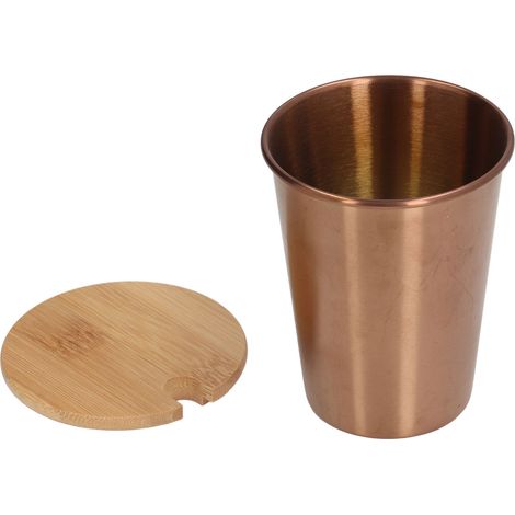 Tasse isotherme empilable en acier inox 350ML avec couvercle - Rose doré (1/5)