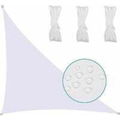Wasserdichtes dreieckiges Sonnensegel mit gespannter Leinwand, UV-Schutz, wetterfester, wasserdichter Stoff, schnelltrocknend, für Gärten, Parks, Rasenflächen, 3 x 3 x 3 m, weiß STOL