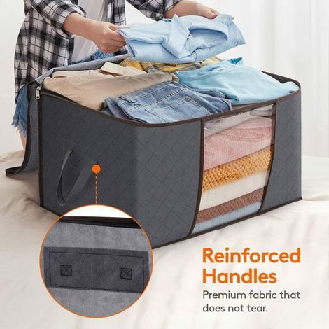 Sacs De Rangement - Tissu Non Tissé - 60 X 40 X 35 Cm - 90 L - Pour Vêtements Et Couettes - 4 Pièces (1/4)