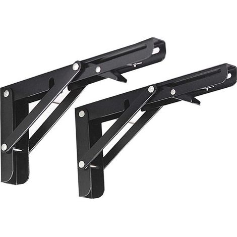 Support d'étagère pliable - Lot de 2 - Table pliante murale - Support d'étagère en L - Support mural - Étagère murale style industriel - 45 cm (1/5)