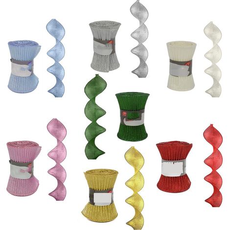 Nastro nastrino a rotolo onda spirale per decorazioni addobbi albero di natale n - colorigenerali: BIANCO (1/5)