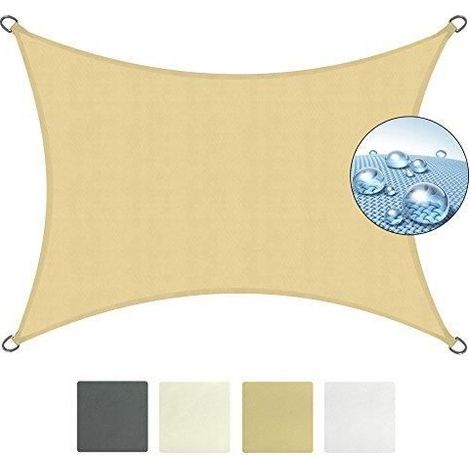 Voile d'ombrage 300x200cm Sable PES Tissus deperlant- Protection solaire et UV (1/4)