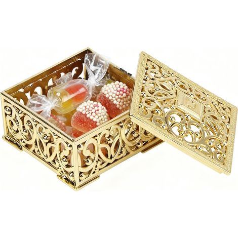 12 pièces boîtes à bonbons boîtes de faveur de mariage boîtes de rangement de bonbons en plastique pour la fête d'anniversaire de mariage bonbons biscuits traiter boîte pour Noël(Or) (1/5)