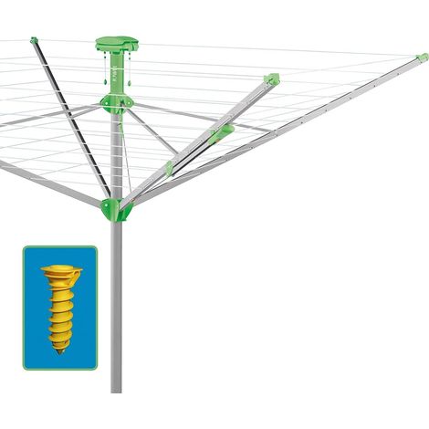 Séchoir parapluie Novaplus 500 Easy – Tendeur automatique à une main – Corde à linge 42,5 m – Tube aluminium anodisé 50 mm – Portée 1,95 m – Juwel (1/4)