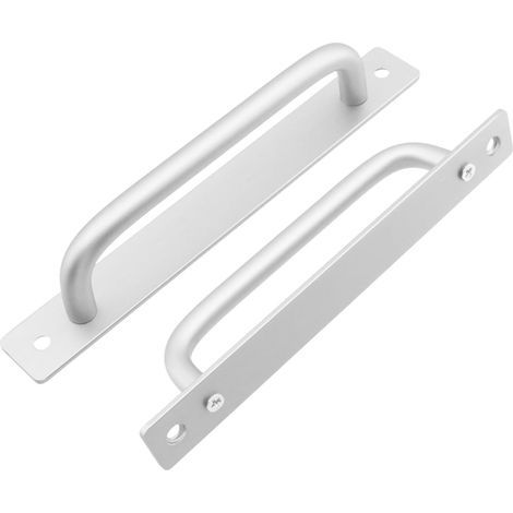 Zweiteiliger Schiebetürgriff, 212 mm lang, mit Rosette, aus Aluminiumlegierung, für Möbel geeignet, silberfarben, mit Schrauben (1/5)