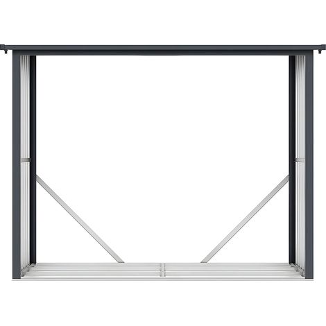 Casetta per legna 4,1 m3 L.242 x P.89 x H.190 cm in Acciaio galvanizzato effetto legno 4,9 stere - WINWOOD (1/5)