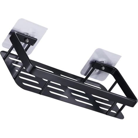 Étagère murale en aluminium noir pour cuisine et salle de bain, organisateur antirouille avec (1/5)