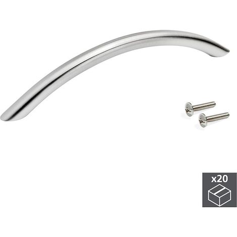 Emuca Lotto di 20 maniglie per mobili Utiel, L228mm, interasse 192mm, Acciaio, Nichel satinato (1/2)