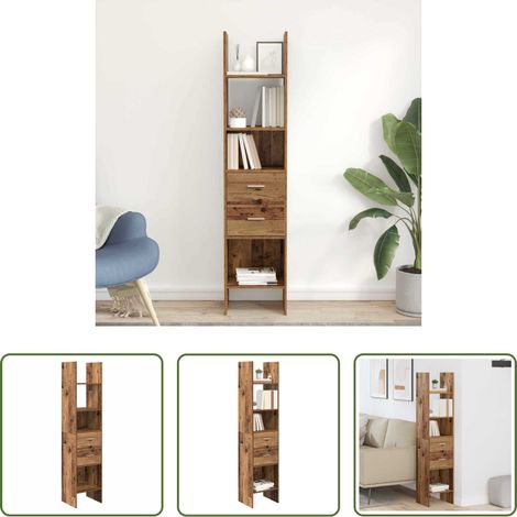 vidaXL Estantería para libros 2 niveles 40 x 35 x 180 cm Madera vieja (1/5)