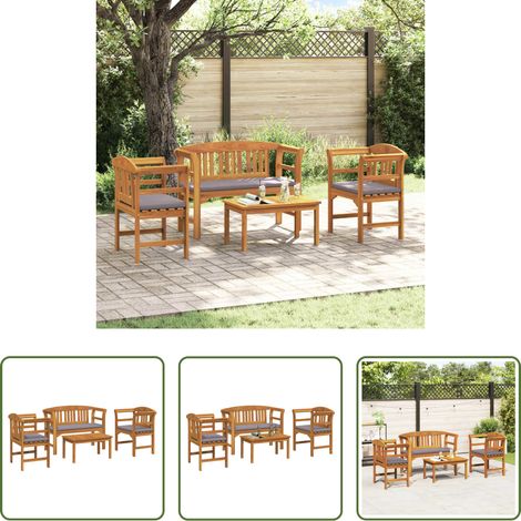 Banc jardin - Ensemble de salon Rose de jardin 4 pcs Bois d'Acacia Massif (1/5)