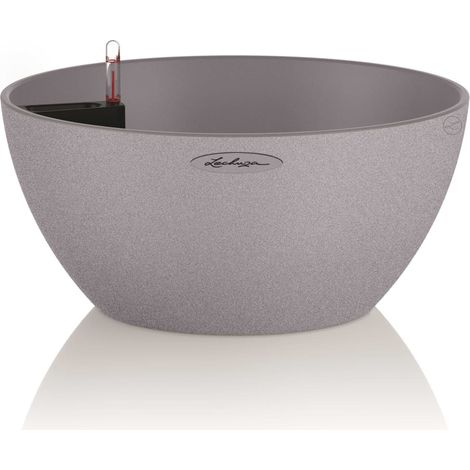 Lechuza Blumenschale-Set Cuberto Stone 30 Kunststoff steingrau Ø 30 x 13,5 cm Pflanzschale (1/5)