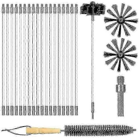 Kit de nettoyage de cheminée (22 pièces) avec 18 tiges en nylon pour conduits de cheminée/sèche-linge. (1/5)