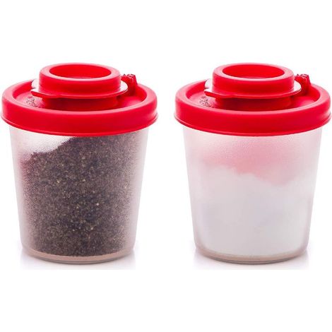 Salz- und Pfeffermühle – Feuchtigkeitsbeständig – Transparent – BPA-freier, lebensmittelechter Kunststoff – 2er-Set – Ideal für Picknicks, Camping, Kochen und Reisen (1/5)