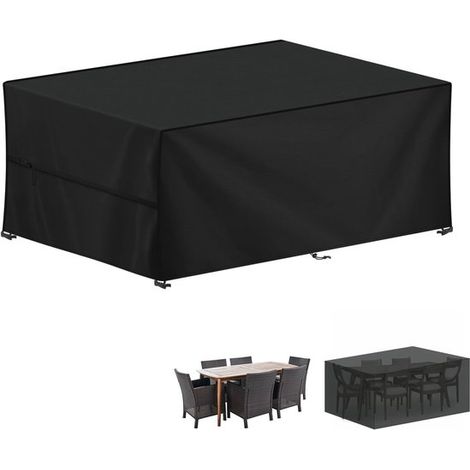 Housse de Protection Imperméable Mobilier de Jardin - Noir - 213 x 132 x 75 cm - Tissu Oxford 420d - pour Banc, Table et Lot de Jardin (1/5)