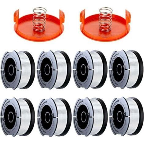 Pack of 12 Black & Decker trimmer line spools, 0.2 cm trimmer line spool (8 trimmer lines, 2 covers, 2 springs).