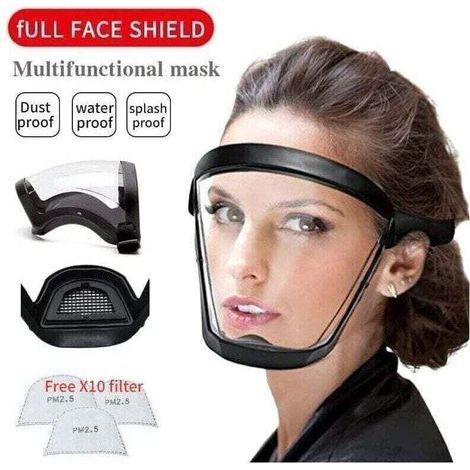 2pcs Masque facial transparent Bouclier intégral Lunettes de sécurité Masque de protection des yeux Coupe-vent Anti-poussière Casque intégral anti-éclaboussures,de (1/5)