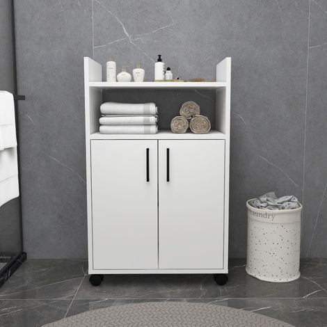 Mehrzweckschrank Marzi, 2 Türen, 4 Böden, 3 Fächer, 60x97h cm Weiß (1/5)
