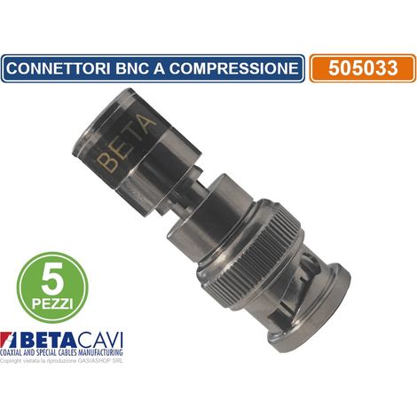 CONFEZIONE 5 PEZZI CONNETTORE A COMPRESSIONE BNC BETA CAVI 505033