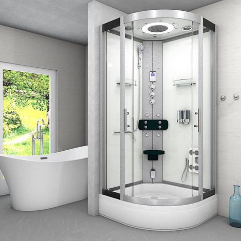 Dampfdusche Dusche Duschkabine D58-60T3 Duschtempel Sauna 100x100 cm (1/5)