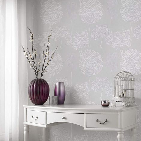 Superfresco Easy Grey Papier peint floral a paillettes fantaisistes (1/3)